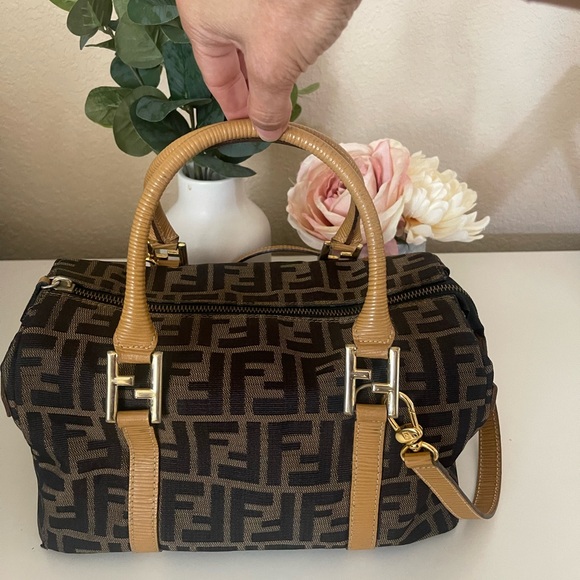 FENDI Zucca Small bag Top handle Satchel AUTHENTIC - Picture 1 of 14